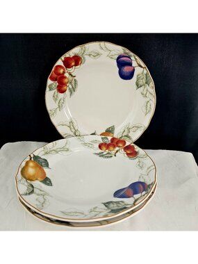 3 Charter Club Summer Grove Salad Plates 8.7" dessert dishes vintage scalloped 3